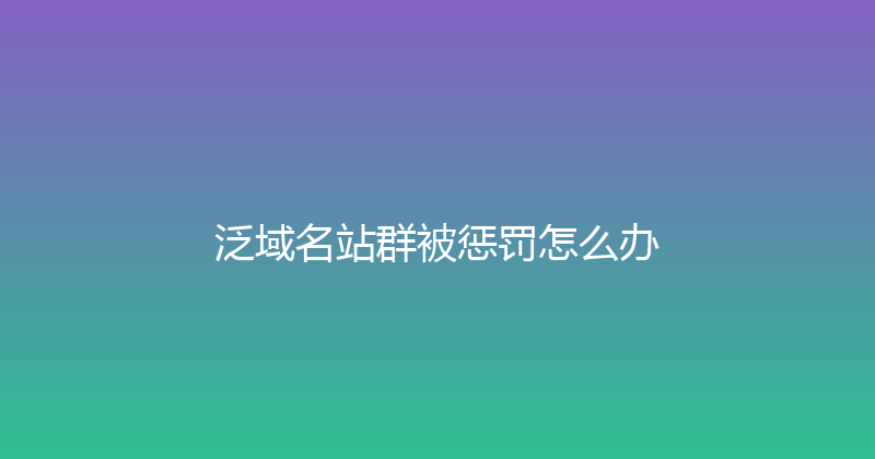 泛域名站群被惩罚怎么办 封面图