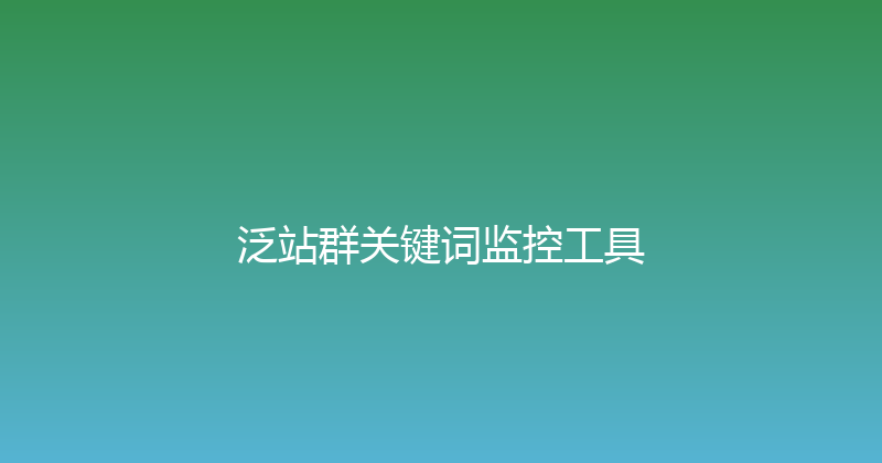 泛站群关键词监控工具 封面图